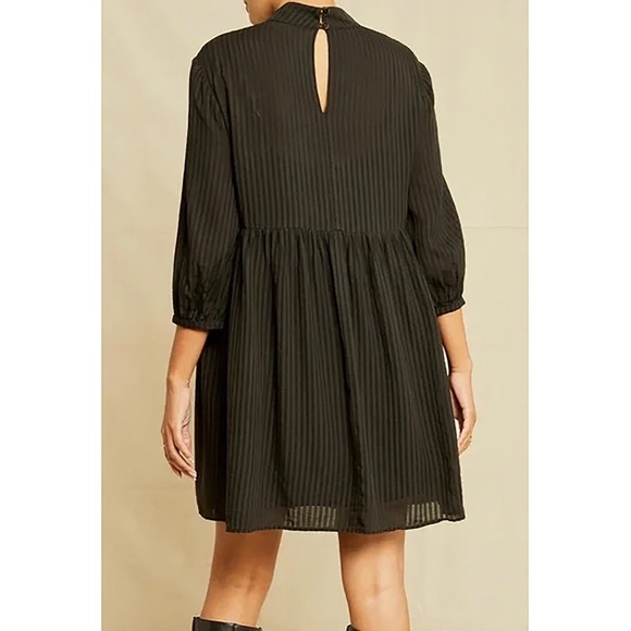 Amour Vert Alina Baby Doll Black Stripe Dress. Size S - Picture 3 of 7